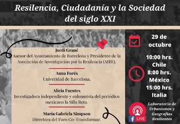Instituto de Geografía invita a Conversatorio “Resiliencia, Ciudadanía y la Sociedad del Siglo XXI”