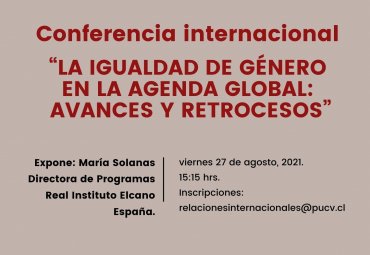 Magíster en RR.II. invita a conferencia sobre igualdad de género en la agenda global