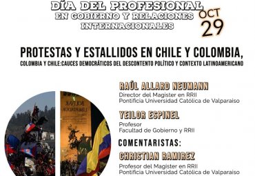 Magíster en Relaciones Internacionales invita a seminario sobre movimientos sociales en Chile y Colombia