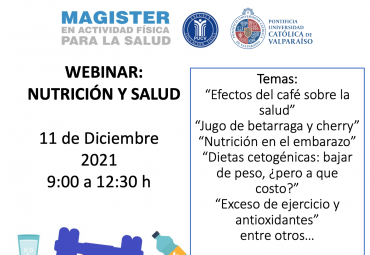 Magíster en Actividad Física invita a Webinar: Nutrición y Salud