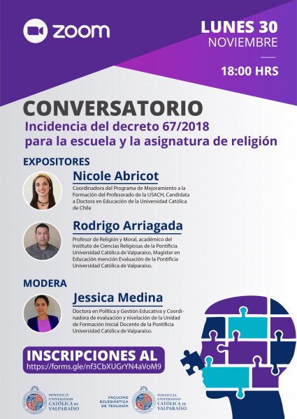 Conversatorio “Incidencia del decreto 67/2018 para la Escuela y la asignatura de Religión”
