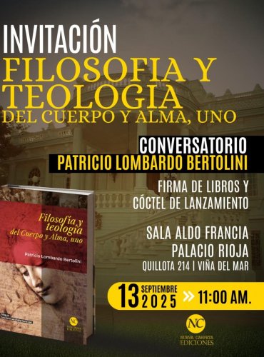 Lanzamiento libro "Filosofía y teología del Cuerpo y Alma, uno" Patricio Lombardo
